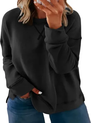 Women's Plus Size Casual Crew Neck Sweatshirt Loose Soft Long Sleeve Pullover Tops XL-5XL