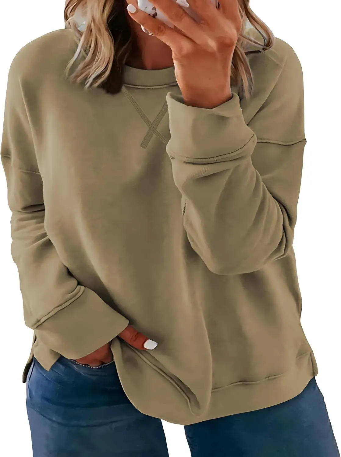 Women's Plus Size Casual Crew Neck Sweatshirt Loose Soft Long Sleeve Pullover Tops XL-5XL