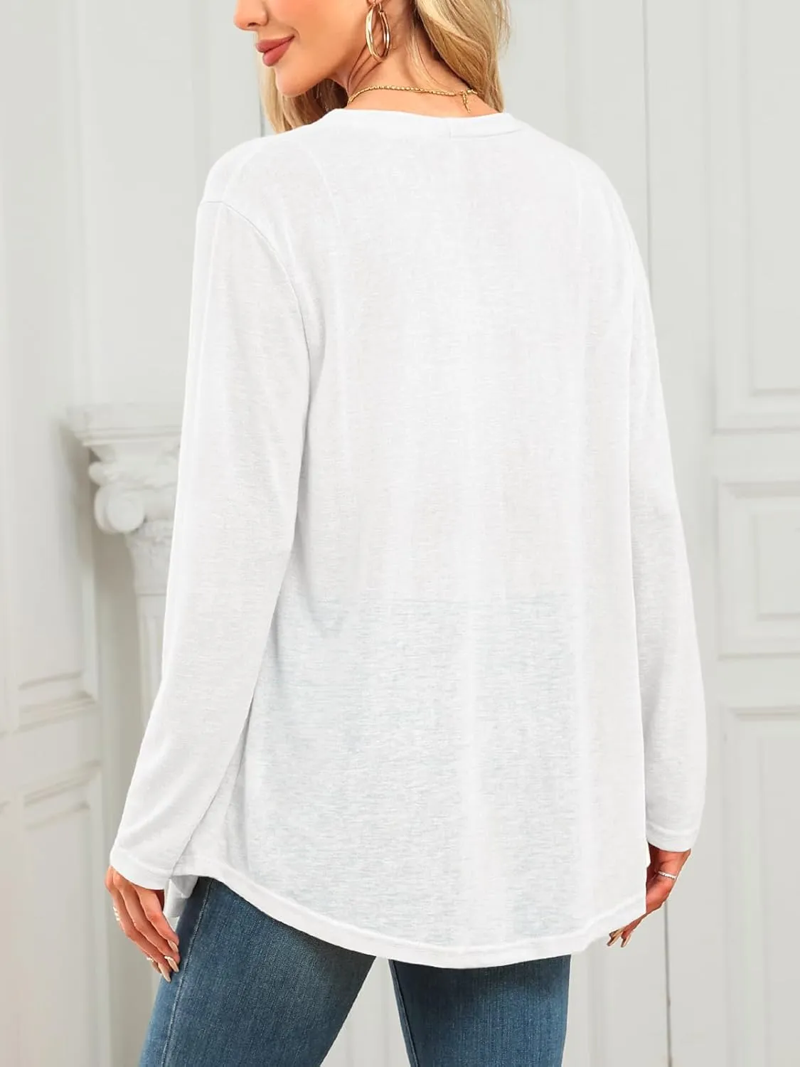 Womens Short Sleeve Kimono Cardigans Lightweight Summer Cardigan Casual Loose Beach Cover Up Curved Hem with Pockets