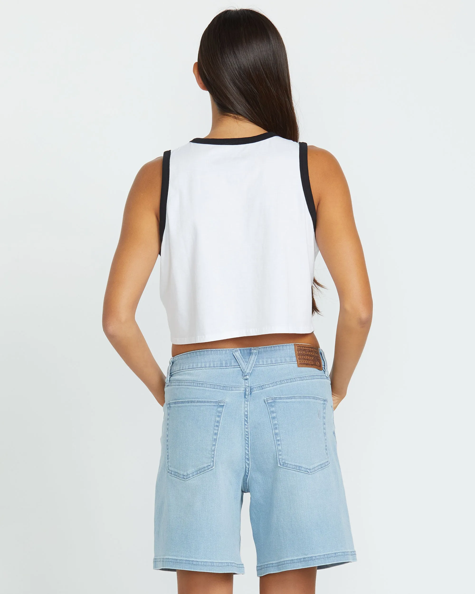 Womens Strait Up Long Denim Shorts