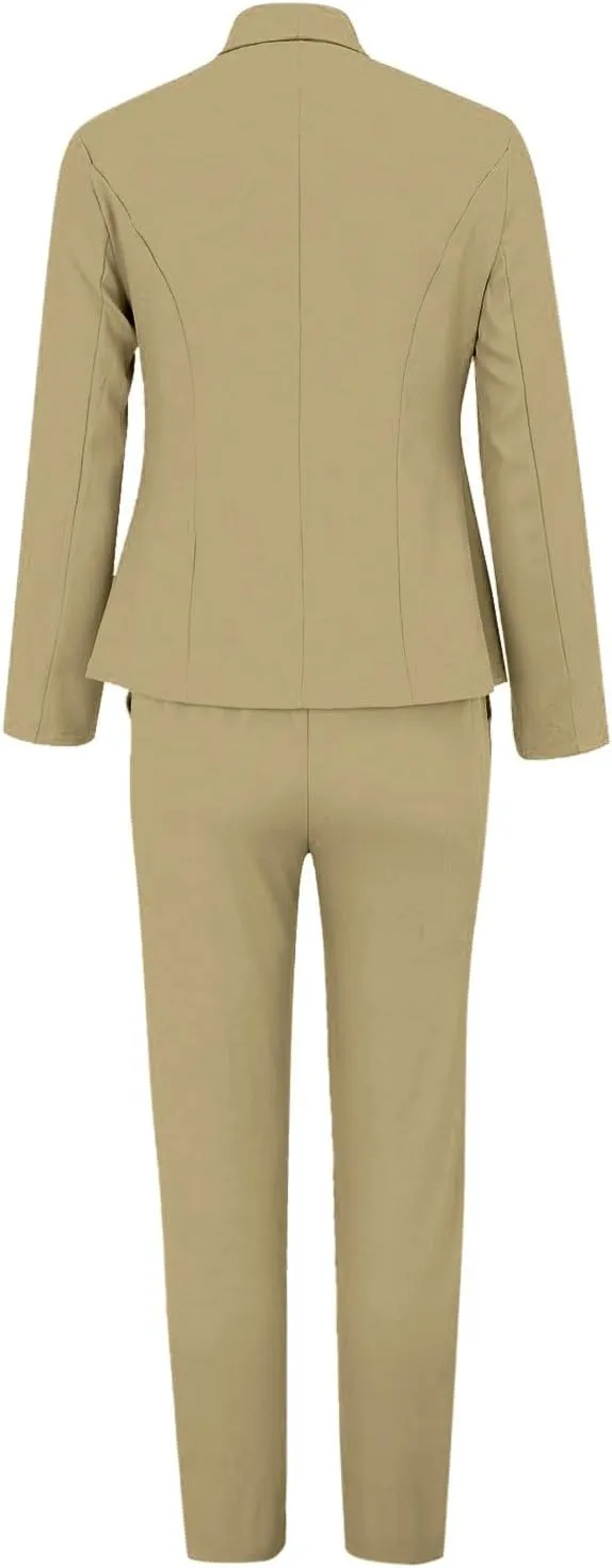 Womens Suits 2 Piece Set Business Casual Women's Pant Suits Dressy Long Sleeve Blazer Set for Office Work Outfits
