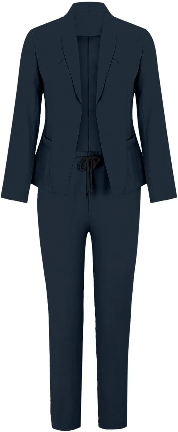 Womens Suits 2 Piece Set Business Casual Women's Pant Suits Dressy Long Sleeve Blazer Set for Office Work Outfits