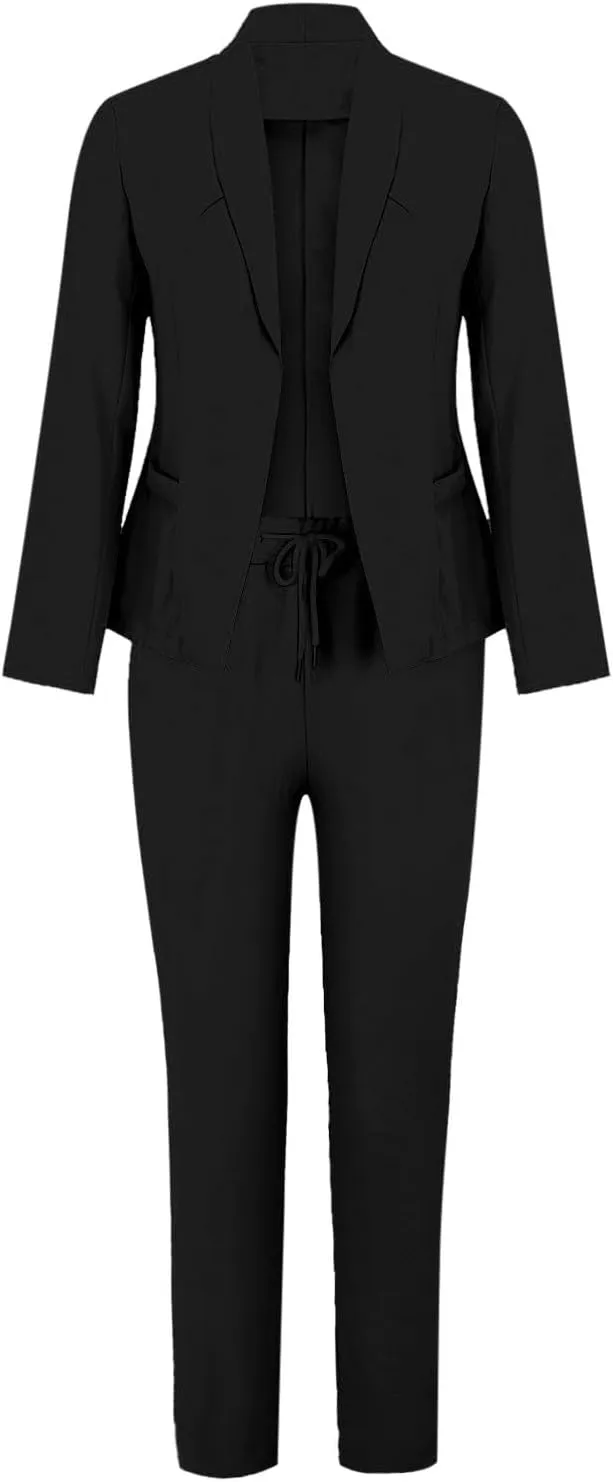 Womens Suits 2 Piece Set Business Casual Women's Pant Suits Dressy Long Sleeve Blazer Set for Office Work Outfits