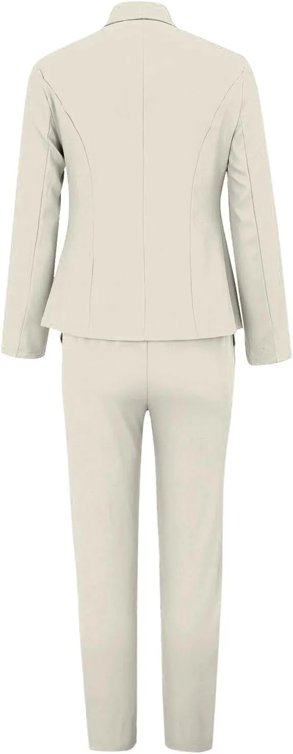 Womens Suits 2 Piece Set Business Casual Women's Pant Suits Dressy Long Sleeve Blazer Set for Office Work Outfits