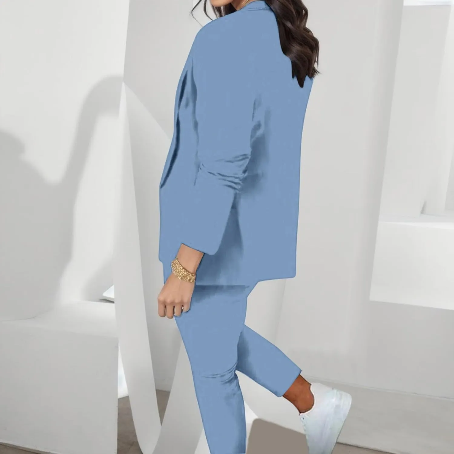 Womens Suits 2 Piece Set Business Casual Women's Pant Suits Dressy Long Sleeve Blazer Set for Office Work Outfits