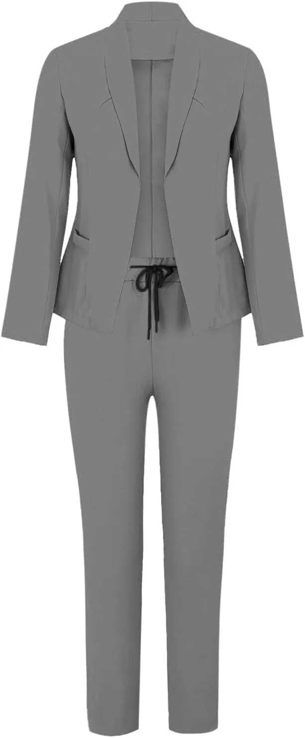 Womens Suits 2 Piece Set Business Casual Women's Pant Suits Dressy Long Sleeve Blazer Set for Office Work Outfits