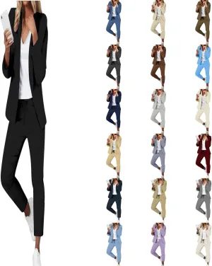 Womens Suits 2 Piece Set Business Casual Women's Pant Suits Dressy Long Sleeve Blazer Set for Office Work Outfits