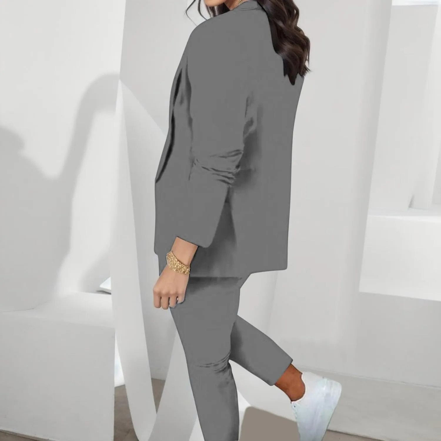 Womens Suits 2 Piece Set Business Casual Women's Pant Suits Dressy Long Sleeve Blazer Set for Office Work Outfits