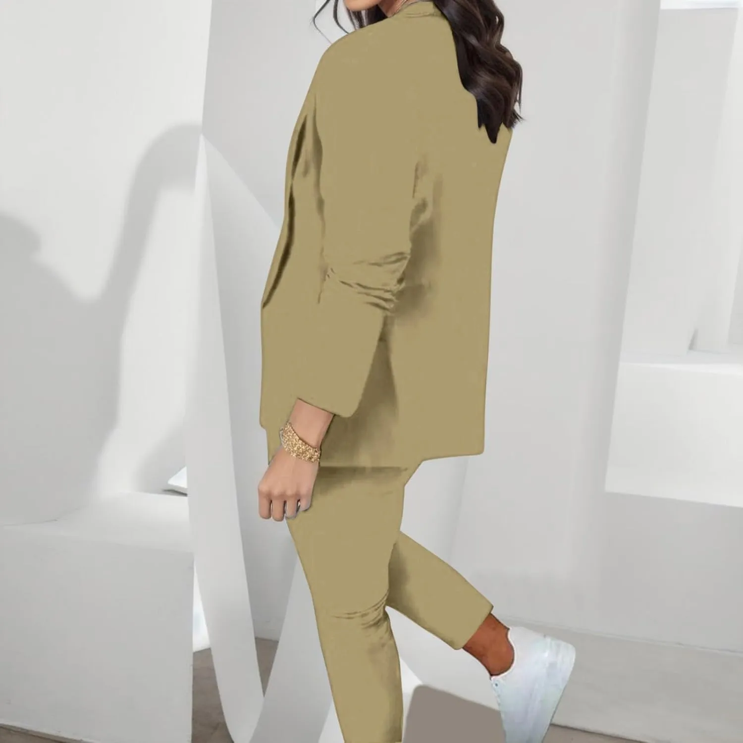 Womens Suits 2 Piece Set Business Casual Women's Pant Suits Dressy Long Sleeve Blazer Set for Office Work Outfits