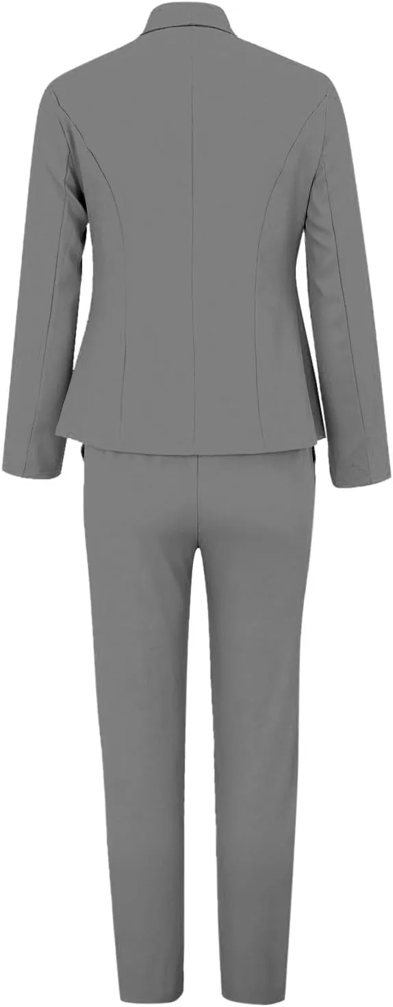 Womens Suits 2 Piece Set Business Casual Women's Pant Suits Dressy Long Sleeve Blazer Set for Office Work Outfits