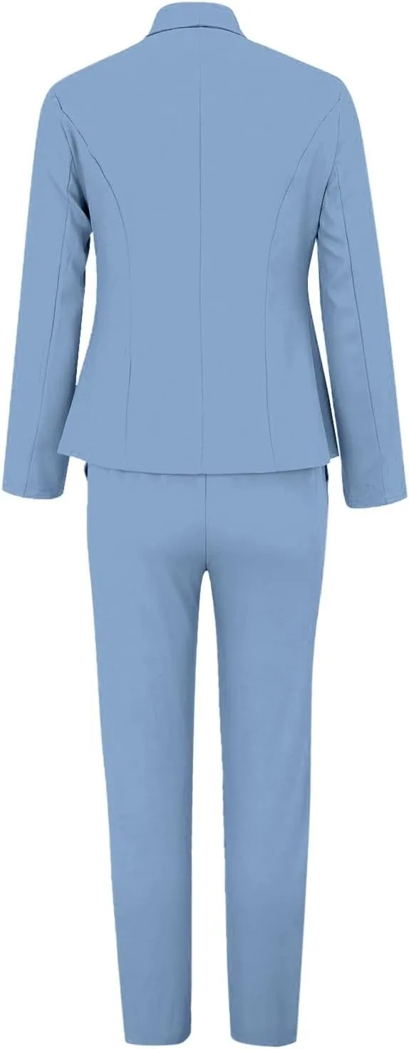 Womens Suits 2 Piece Set Business Casual Women's Pant Suits Dressy Long Sleeve Blazer Set for Office Work Outfits