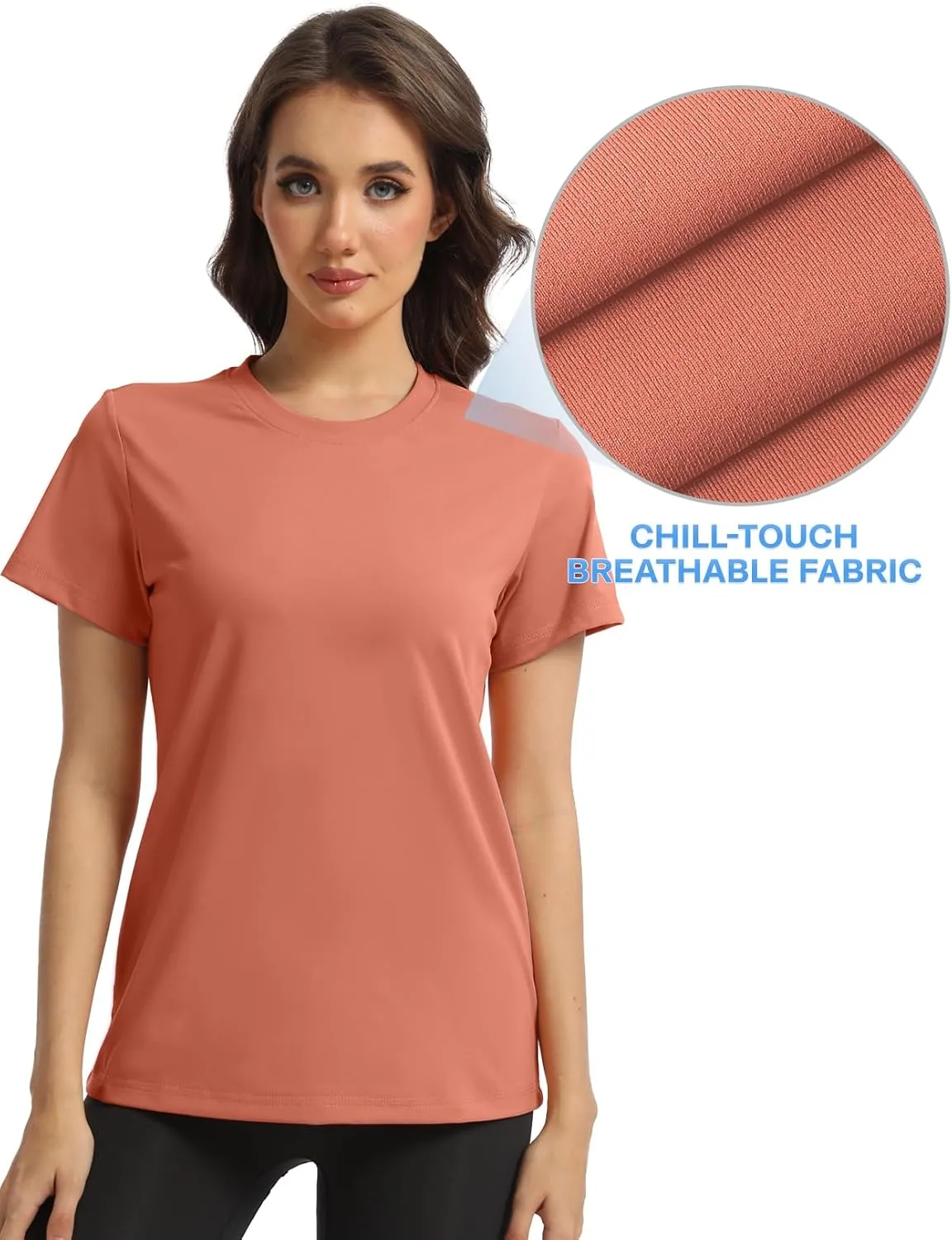 Women's T-Shirts Crew Neck Short Sleeve Summer Top Basic Tee Cassic Fit Gym Shirt for Casual Workout Yoga
