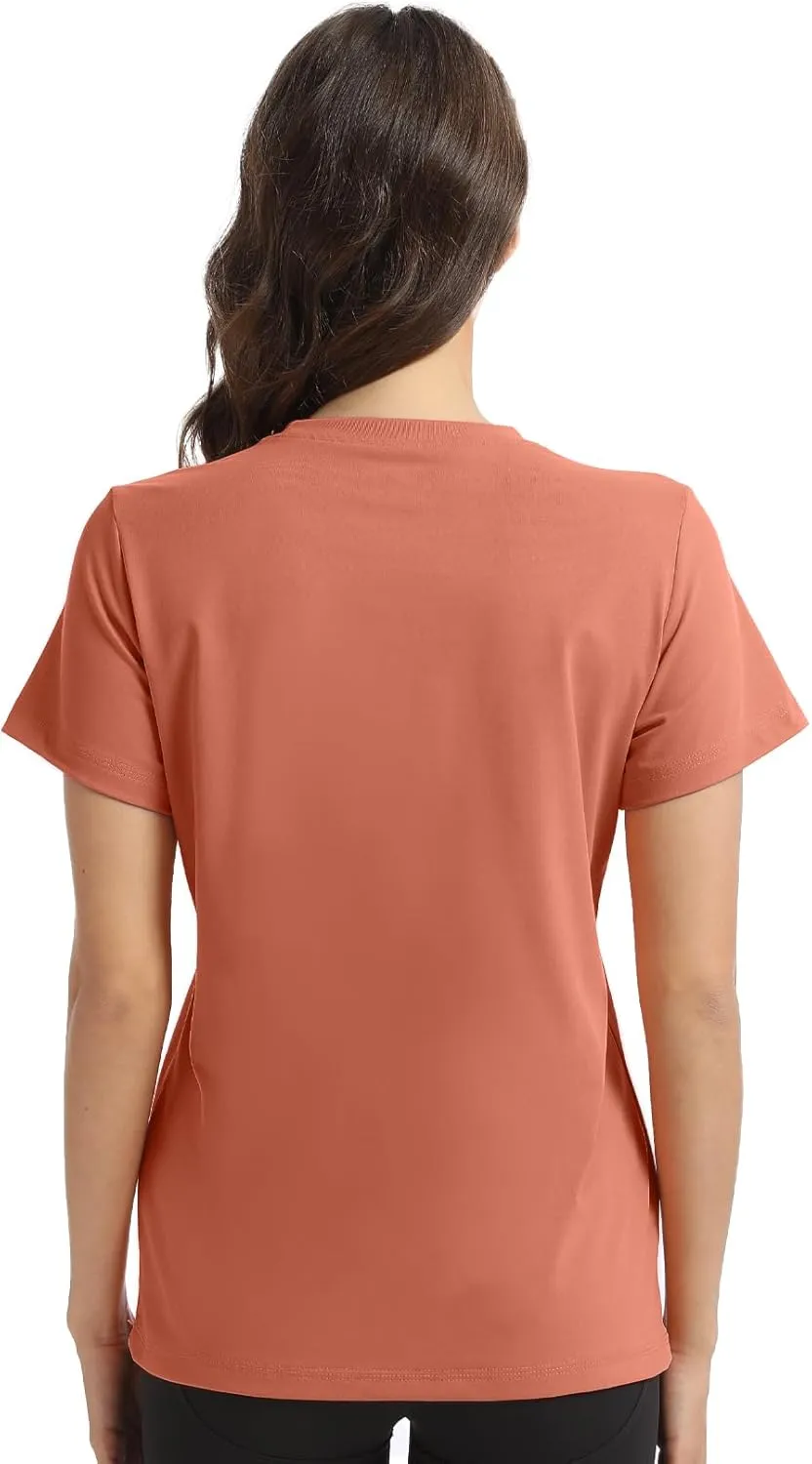 Women's T-Shirts Crew Neck Short Sleeve Summer Top Basic Tee Cassic Fit Gym Shirt for Casual Workout Yoga