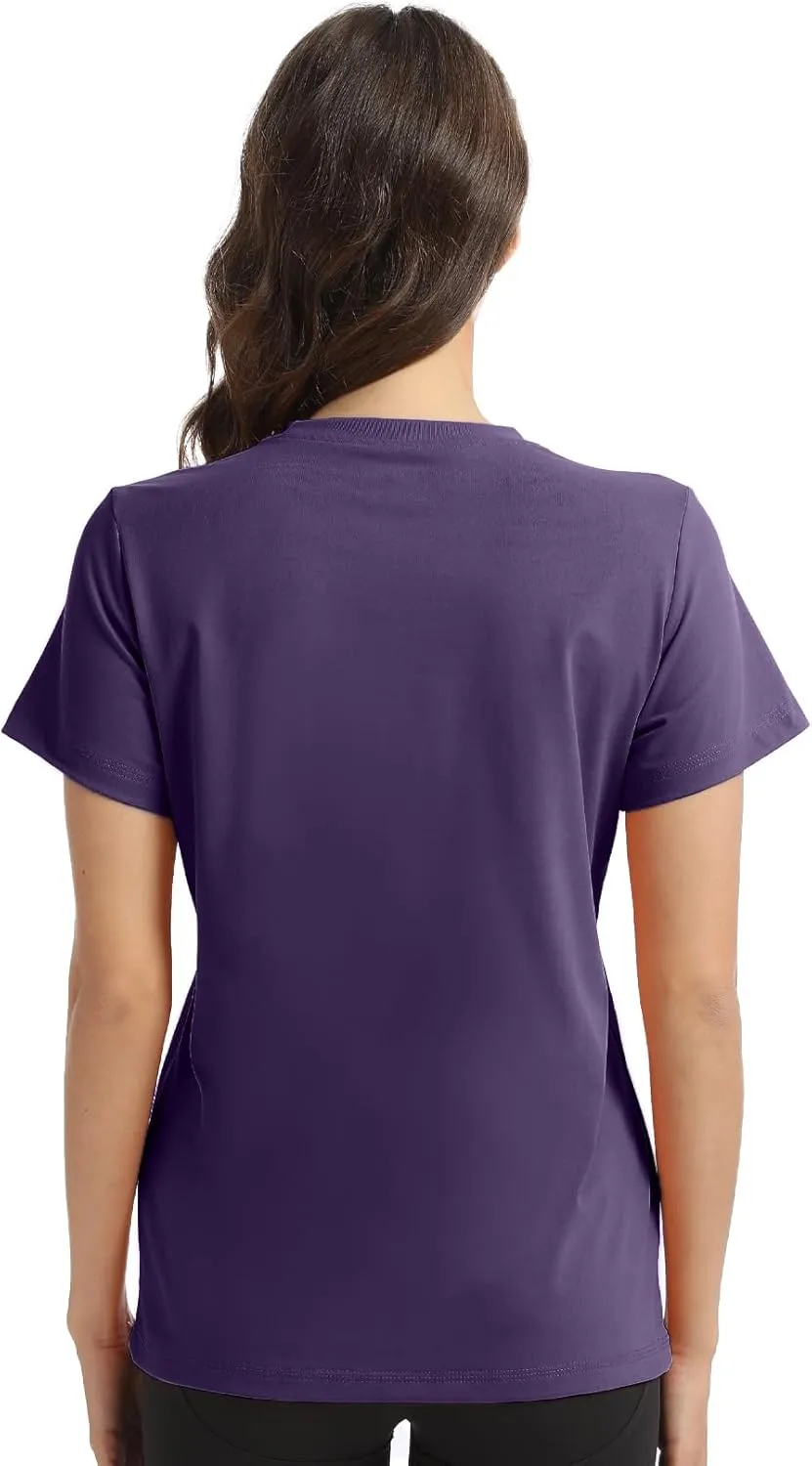 Women's T-Shirts Crew Neck Short Sleeve Summer Top Basic Tee Cassic Fit Gym Shirt for Casual Workout Yoga