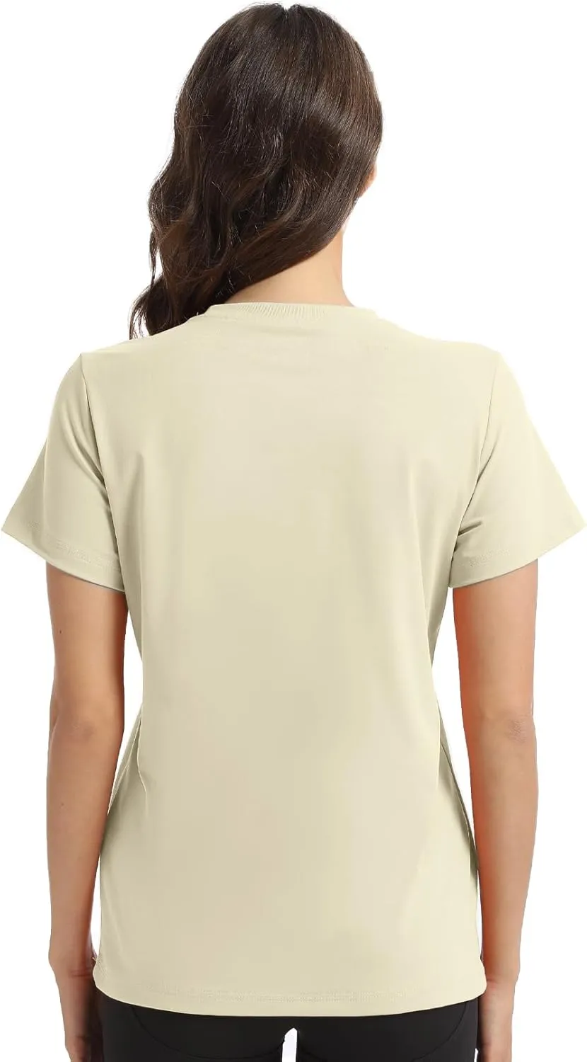 Women's T-Shirts Crew Neck Short Sleeve Summer Top Basic Tee Cassic Fit Gym Shirt for Casual Workout Yoga