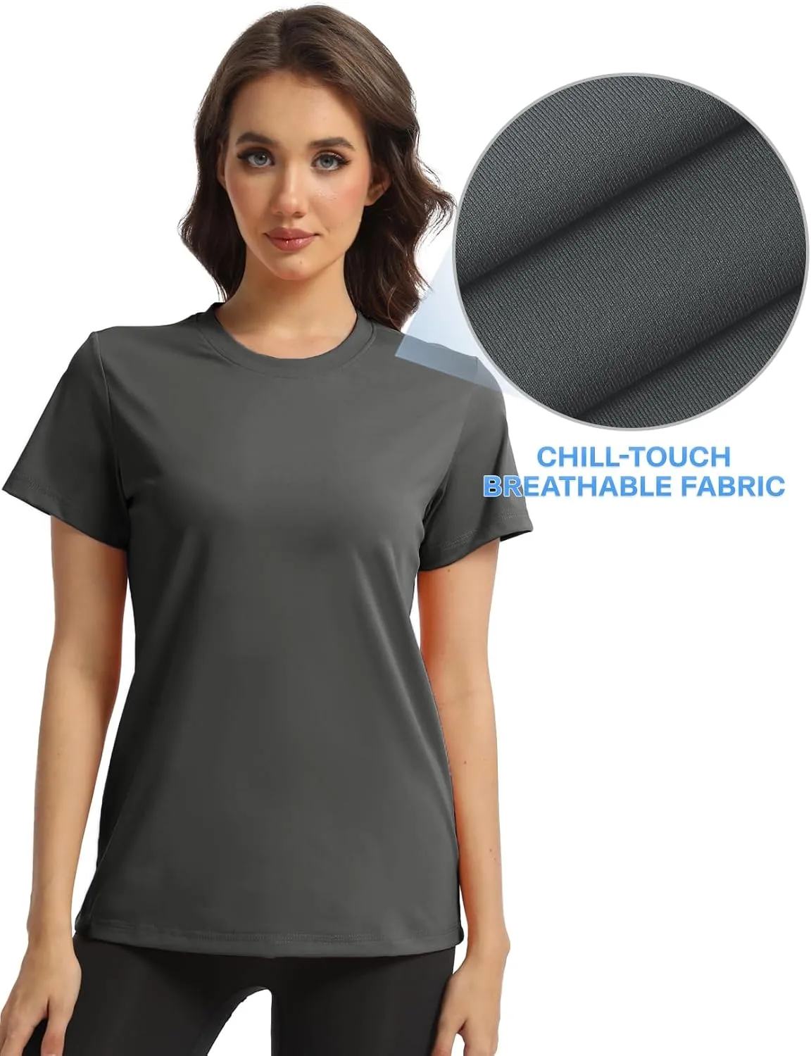 Women's T-Shirts Crew Neck Short Sleeve Summer Top Basic Tee Cassic Fit Gym Shirt for Casual Workout Yoga