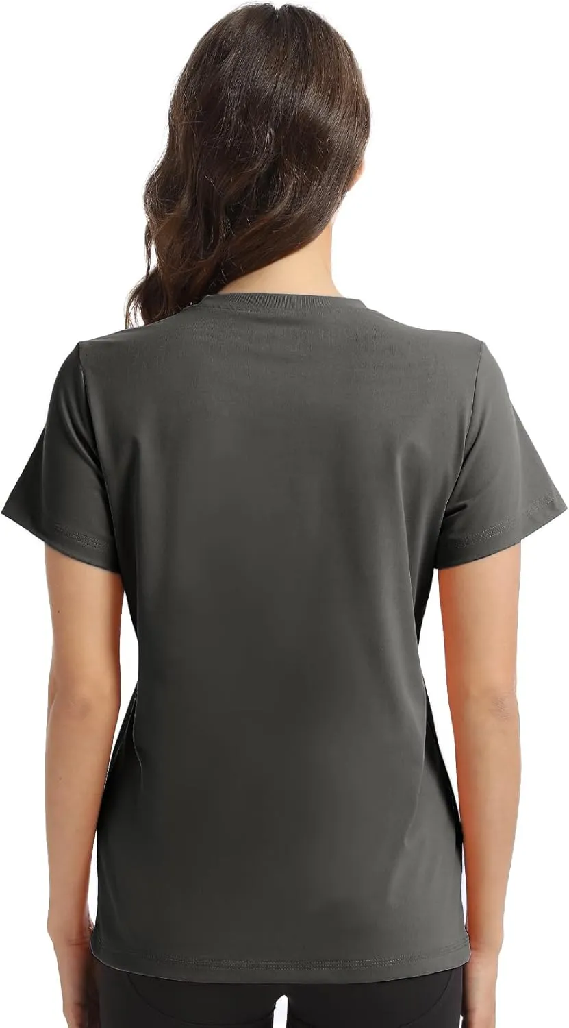 Women's T-Shirts Crew Neck Short Sleeve Summer Top Basic Tee Cassic Fit Gym Shirt for Casual Workout Yoga