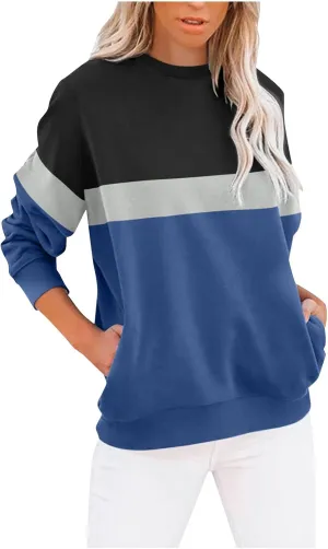 Womens Tops Long Sleeve 2024 Casual Crew Neck Solid Color Pullover Knit Cotton Plus Size Comfy Soft Outfits Teens