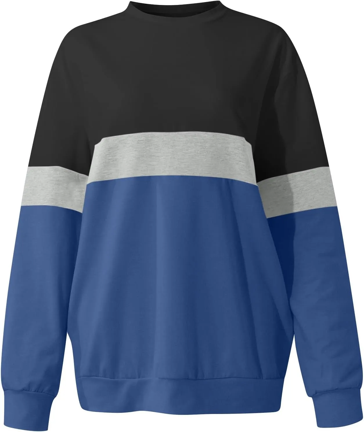 Womens Tops Long Sleeve 2024 Casual Crew Neck Solid Color Pullover Knit Cotton Plus Size Comfy Soft Outfits Teens