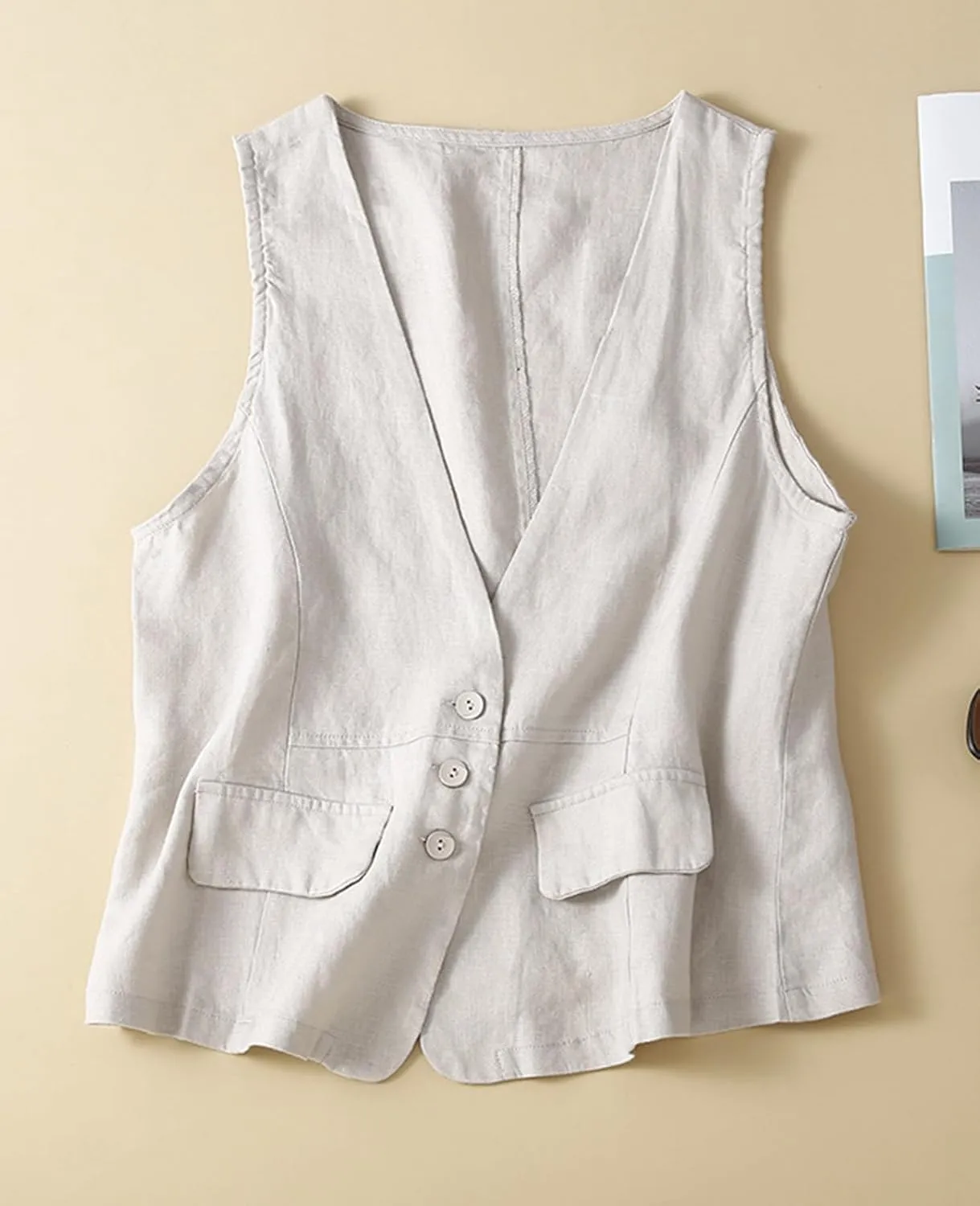 Womens Vest Sleeveless Sweater Tank Tops Loose Fit Round Neck Shirts Summer Blazers Coats