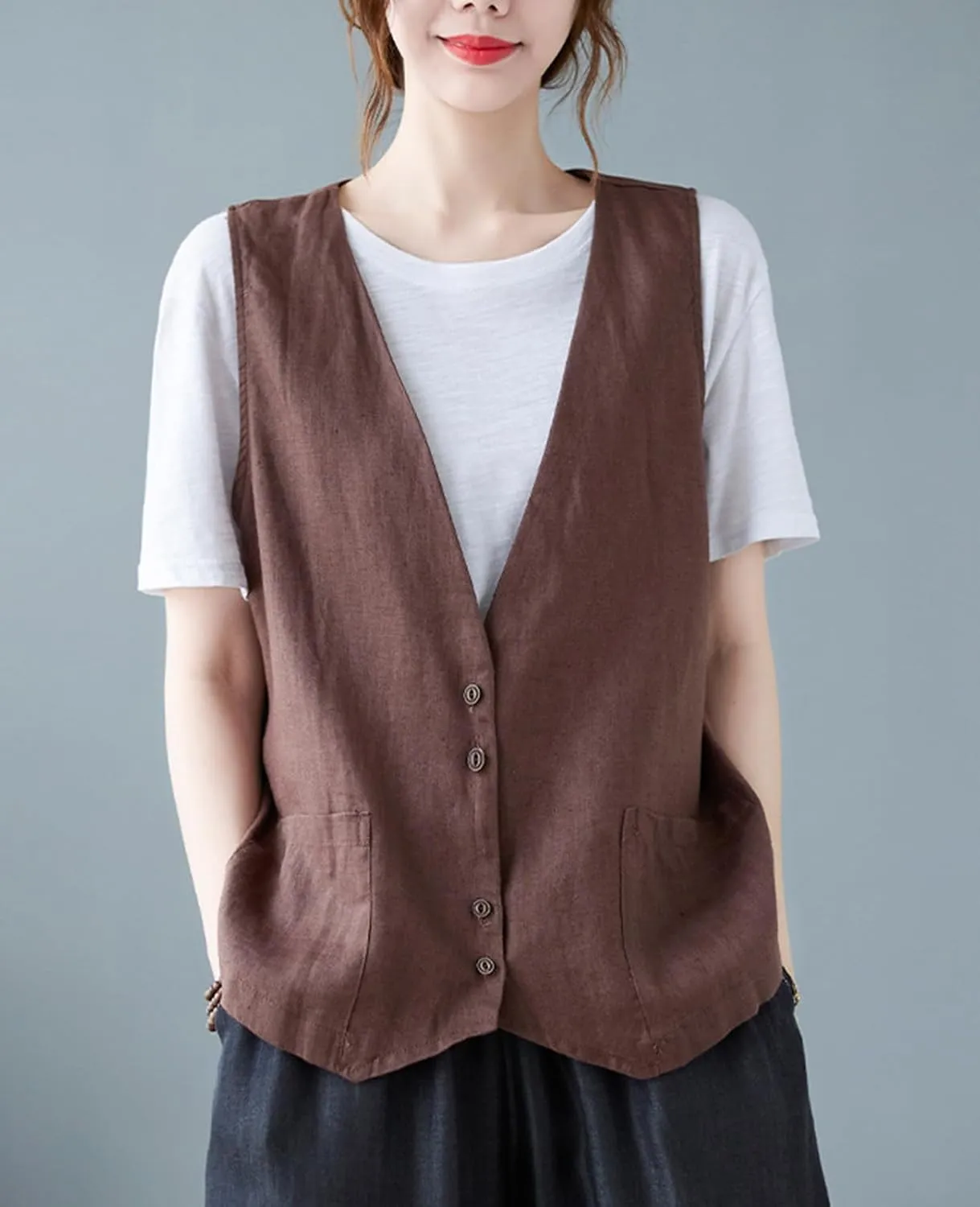 Womens Vest Sleeveless Sweater Tank Tops Loose Fit Round Neck Shirts Summer Blazers Coats