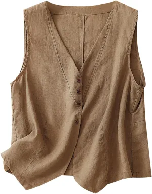 Womens Vest Sleeveless Sweater Tank Tops Loose Fit Round Neck Shirts Summer Blazers Coats