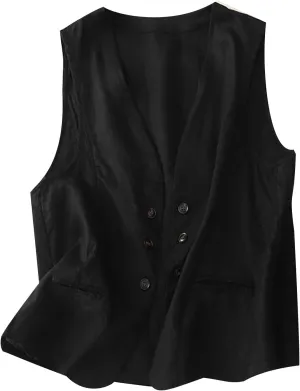 Womens Vest Sleeveless Sweater Tank Tops Loose Fit Round Neck Shirts Summer Blazers Coats