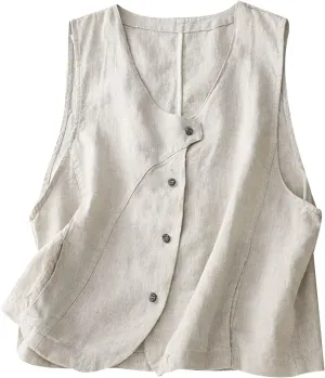 Womens Vest Sleeveless Sweater Tank Tops Loose Fit Round Neck Shirts Summer Blazers Coats