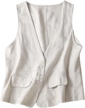 Womens Vest Sleeveless Sweater Tank Tops Loose Fit Round Neck Shirts Summer Blazers Coats