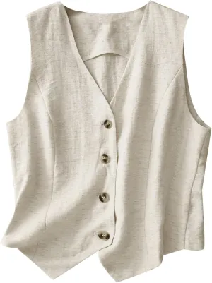 Womens Vest Sleeveless Sweater Tank Tops Loose Fit Round Neck Shirts Summer Blazers Coats