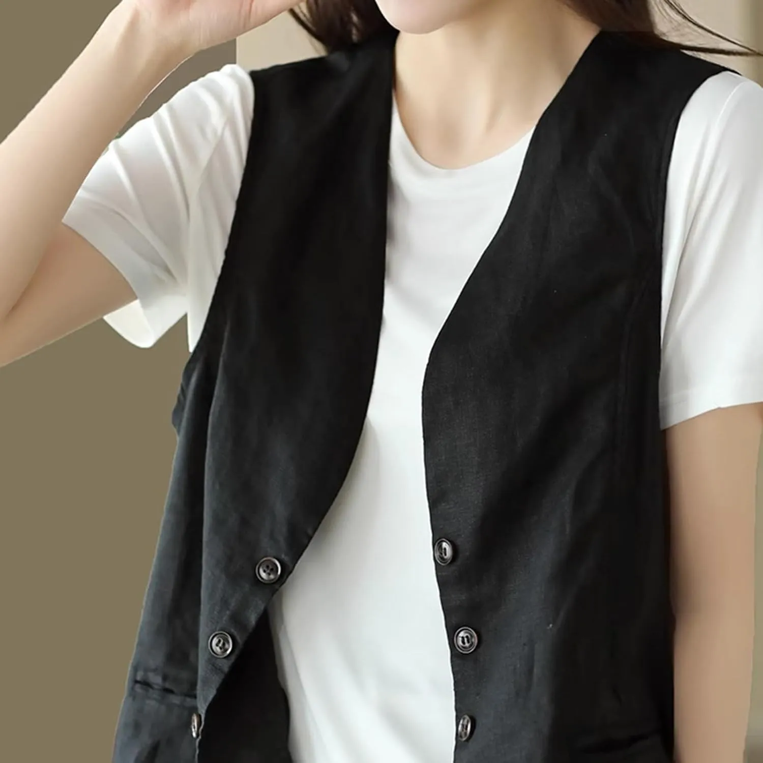 Womens Vest Sleeveless Sweater Tank Tops Loose Fit Round Neck Shirts Summer Blazers Coats