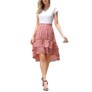 YESFASHION Ladies Ruffle Hem Skirt