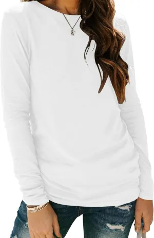 Zeagoo 3 Pack Long Sleeve Shirts for Women Casual Soft Crewneck Basic Tee Tops Fall Outfit Clothes