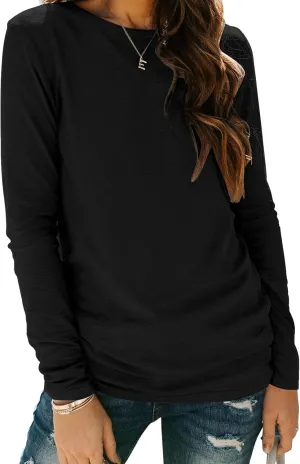 Zeagoo 3 Pack Long Sleeve Shirts for Women Casual Soft Crewneck Basic Tee Tops Fall Outfit Clothes