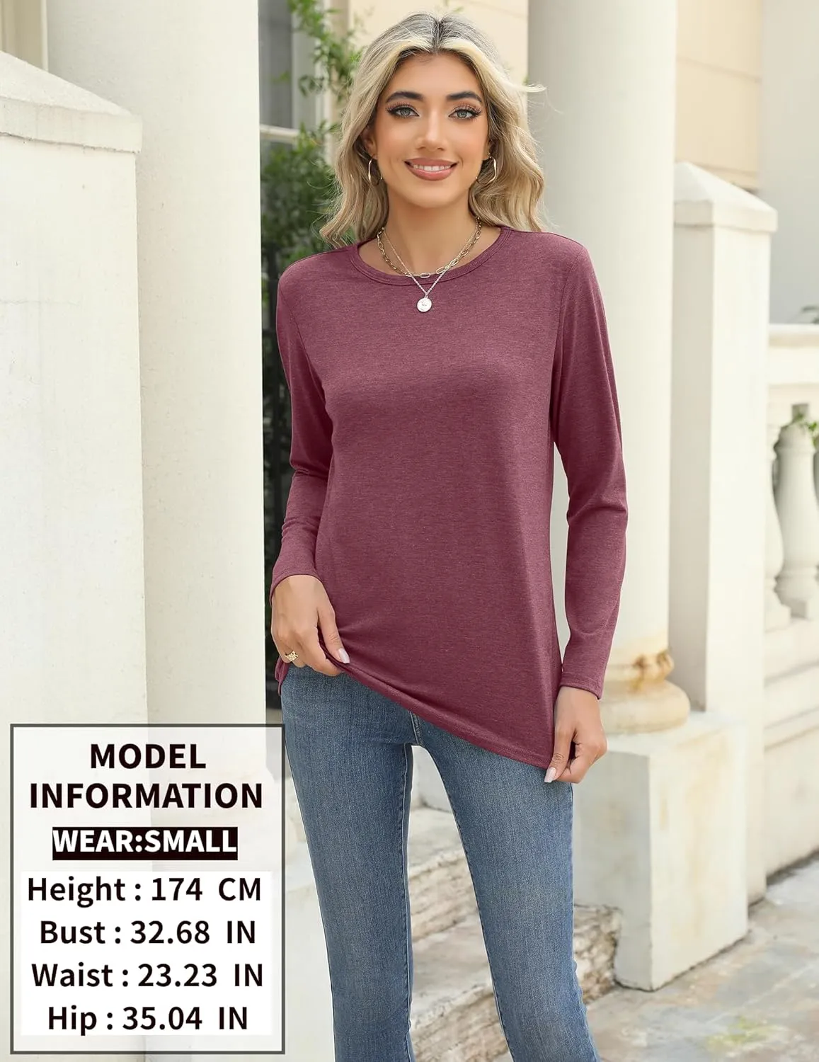 Zeagoo 3 Pack Long Sleeve Shirts for Women Casual Soft Crewneck Basic Tee Tops Fall Outfit Clothes