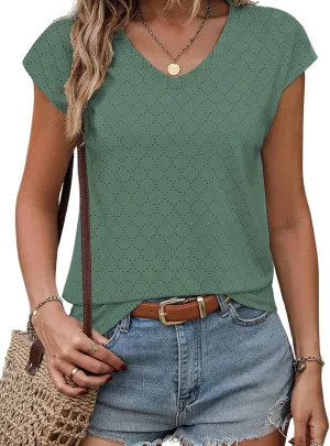 Zeagoo Womens T Shirts Short Sleeve V Neck Tops Summer Fashion Trendy Soft Casual Comfy Outfits Clothes 2025