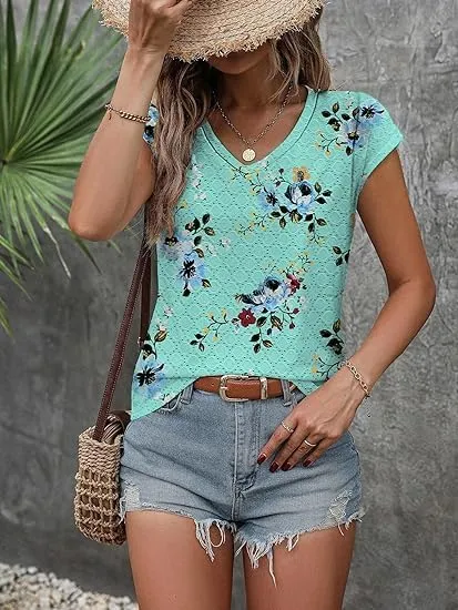Zeagoo Womens T Shirts Short Sleeve V Neck Tops Summer Fashion Trendy Soft Casual Comfy Outfits Clothes 2025