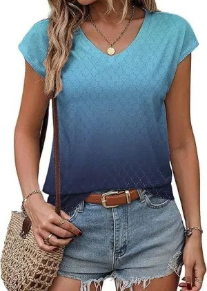 Zeagoo Womens T Shirts Short Sleeve V Neck Tops Summer Fashion Trendy Soft Casual Comfy Outfits Clothes 2025