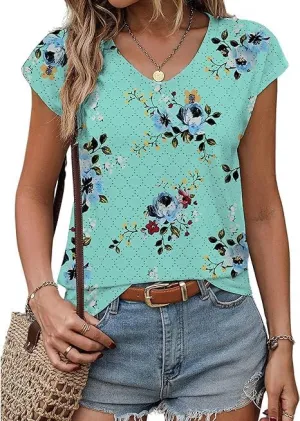 Zeagoo Womens T Shirts Short Sleeve V Neck Tops Summer Fashion Trendy Soft Casual Comfy Outfits Clothes 2025
