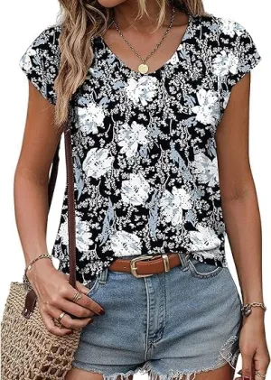 Zeagoo Womens T Shirts Short Sleeve V Neck Tops Summer Fashion Trendy Soft Casual Comfy Outfits Clothes 2025
