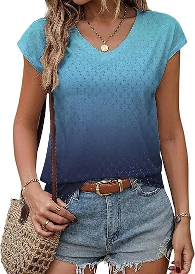 Zeagoo Womens T Shirts Short Sleeve V Neck Tops Summer Fashion Trendy Soft Casual Comfy Outfits Clothes 2025