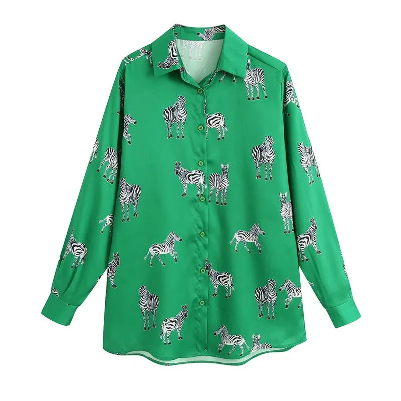 ZEBRA PRINT SATIN SHIRT