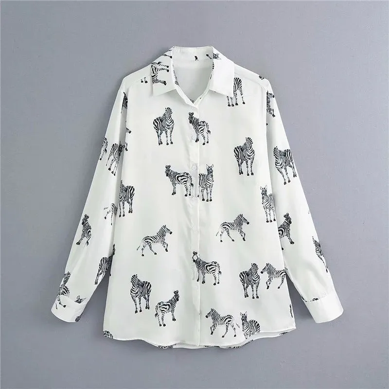 ZEBRA PRINT SATIN SHIRT