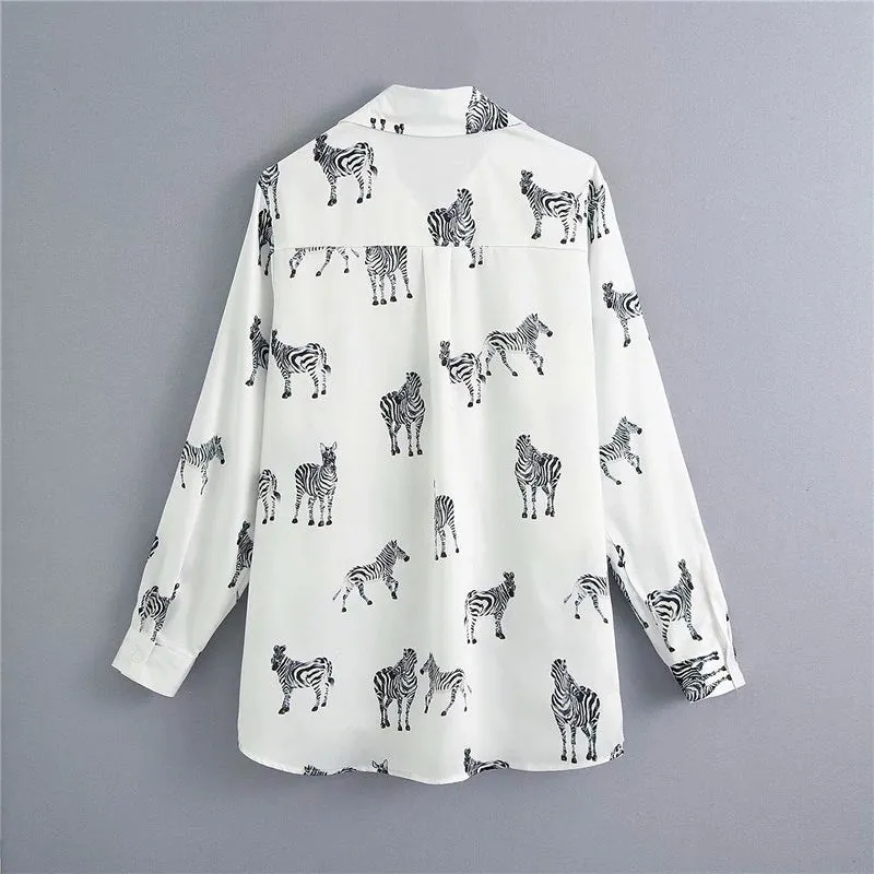 ZEBRA PRINT SATIN SHIRT