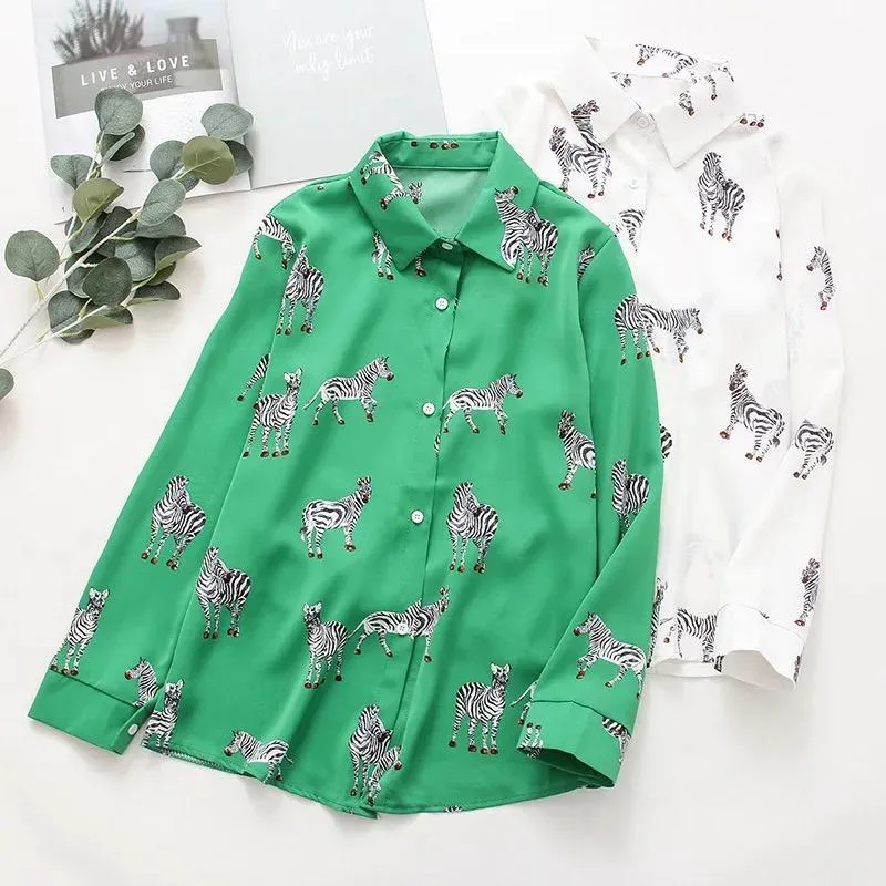 ZEBRA PRINT SATIN SHIRT