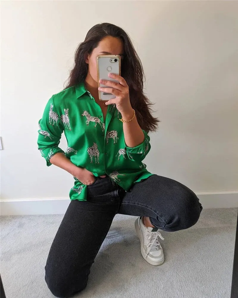 ZEBRA PRINT SATIN SHIRT