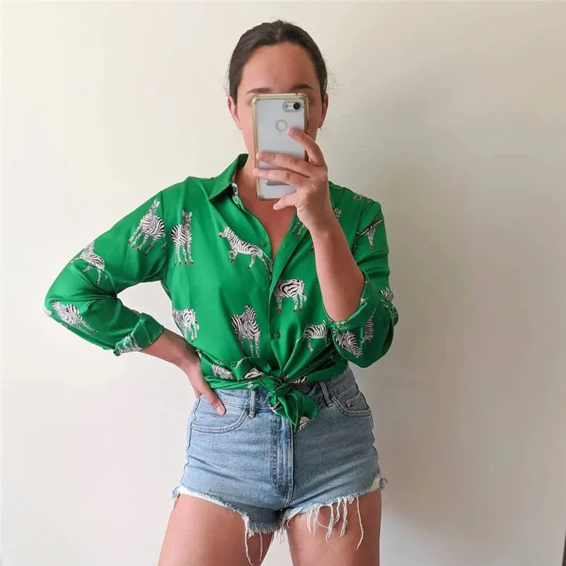 ZEBRA PRINT SATIN SHIRT