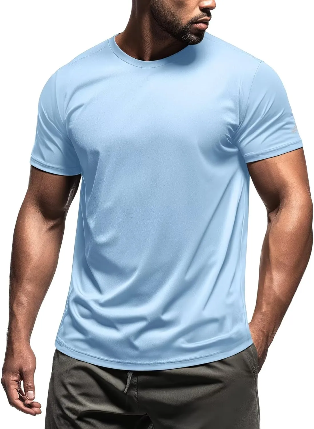 Zengjo Mens Athletic Shirts Moisture-Wicking Quick Dry Workout Tees Lightweight Crewneck T-Shirts for Running Gym Casual Work