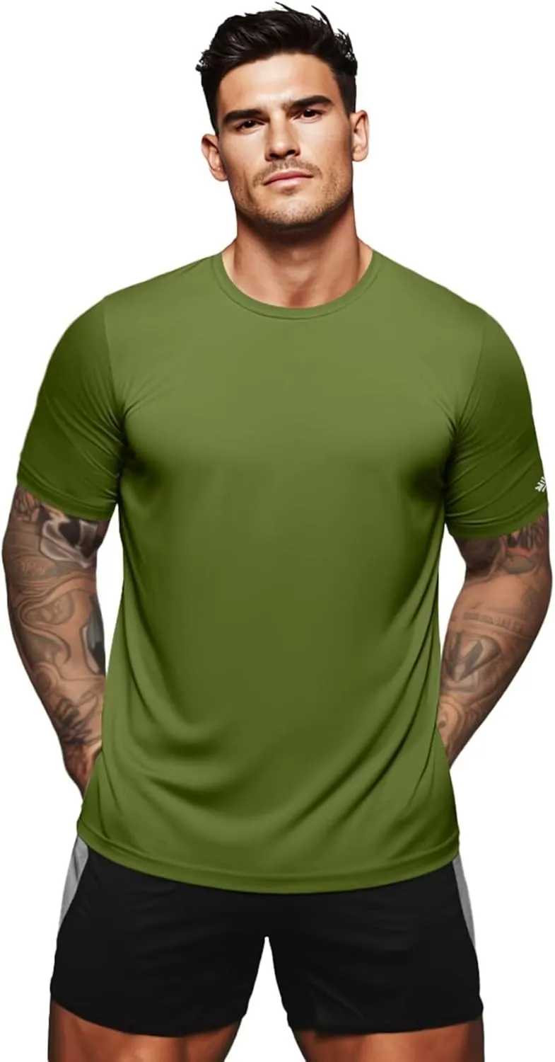 Zengjo Mens Athletic Shirts Moisture-Wicking Quick Dry Workout Tees Lightweight Crewneck T-Shirts for Running Gym Casual Work