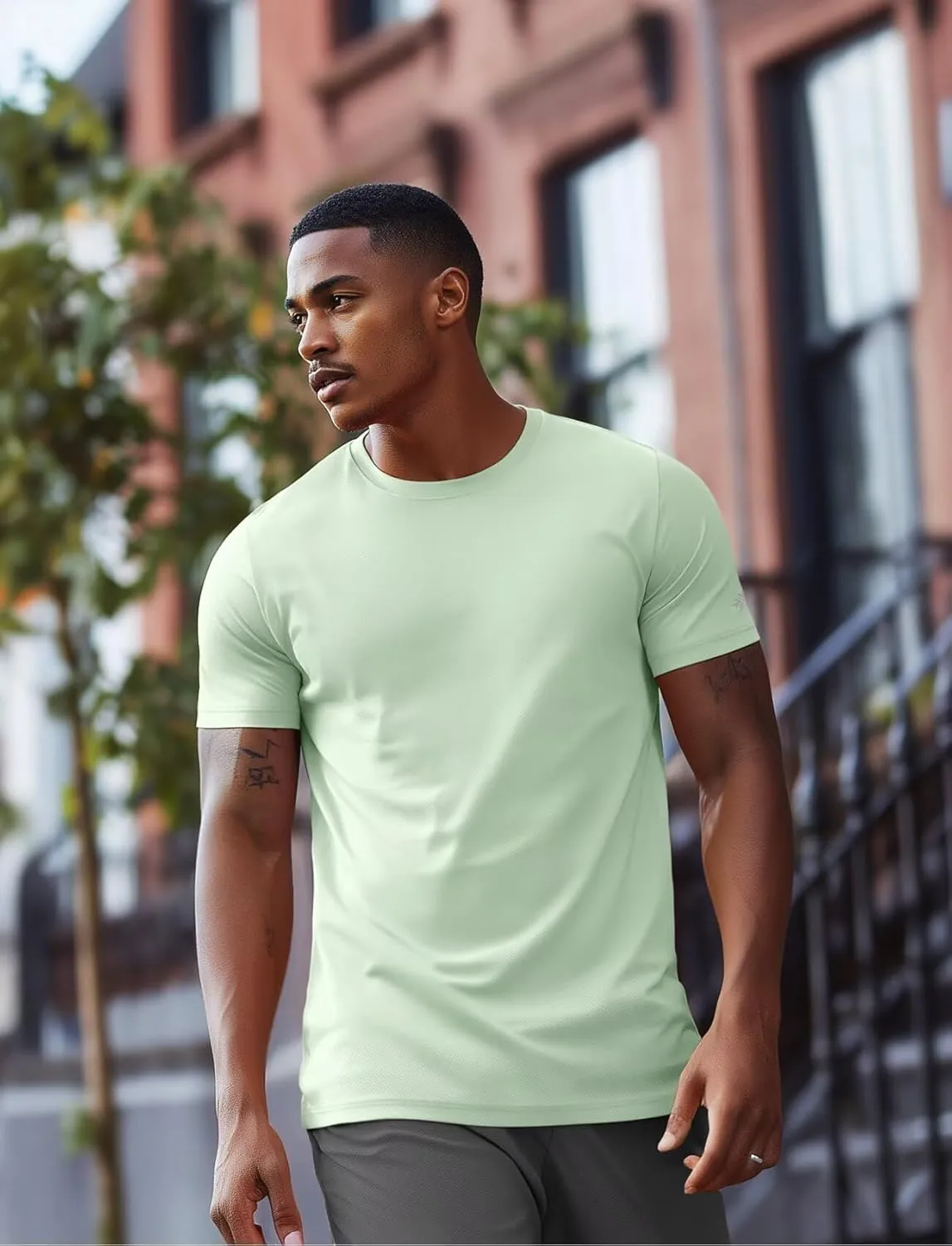 Zengjo Mens Athletic Shirts Moisture-Wicking Quick Dry Workout Tees Lightweight Crewneck T-Shirts for Running Gym Casual Work
